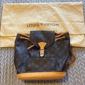 Authentic Louis Vuitton Dark Brown and Tan Monogram Backpack